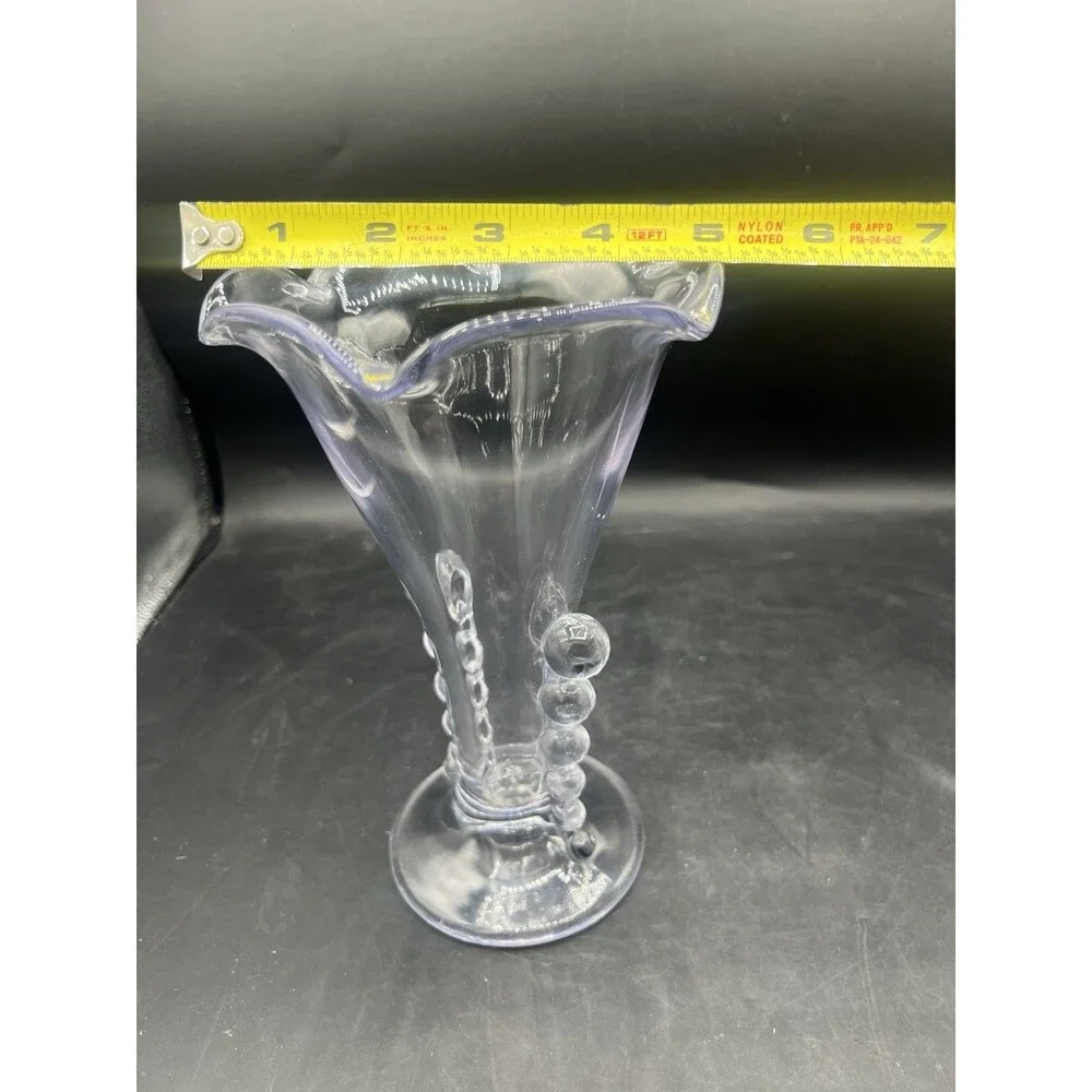 Vintage Imperial Glass Candlewick Crimped Flower Vase 8 1/8